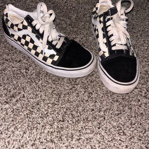 Vans Women's Checkered Sneakers - Black and Cream
